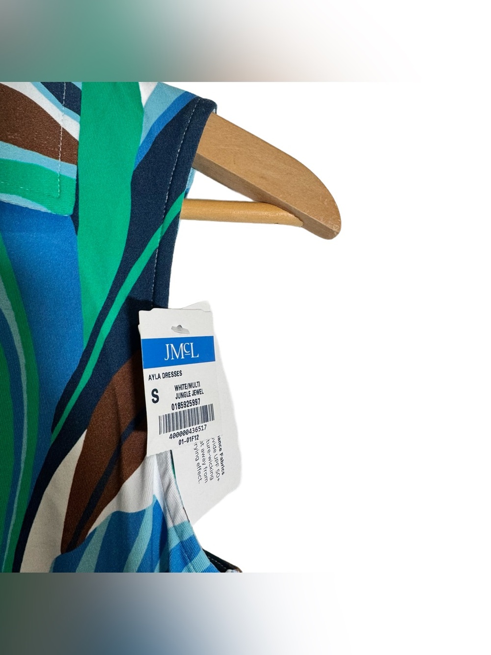 J. McLaughlin Ayla Dress White Multi Jungle Jewel Size Small Stretch Pockets NWT - Picture 6 of 6